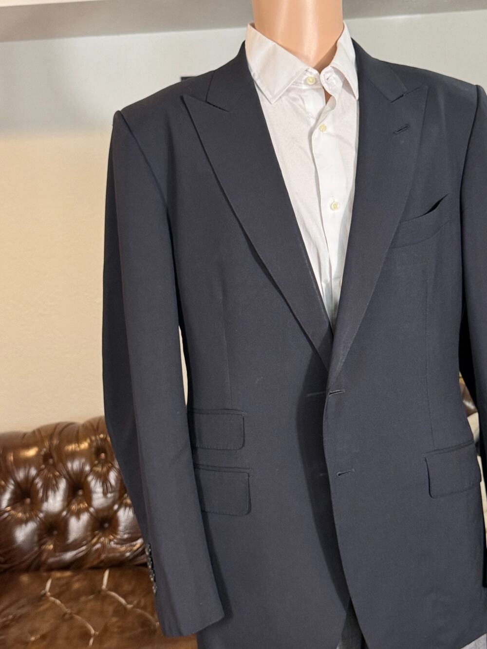 Tom Ford Navy Blue Peak Lapel O'Connor 2PC Suit Wool 56IT 46R US 38x31 Trousers